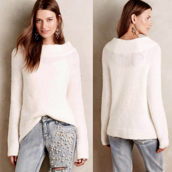 Anthropologie Moth Ivory Sweater Mock 